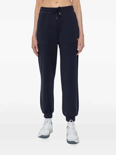 Ea7 Drawstring Logo-plaque Track Pants In Blue