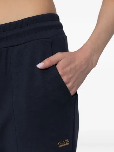 Ea7 Drawstring Logo-plaque Track Pants In Blue