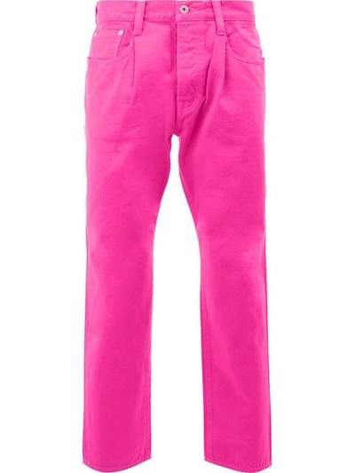 Shop Ganryu Comme Des Garcons Straight Trousers - Pink & Purple
