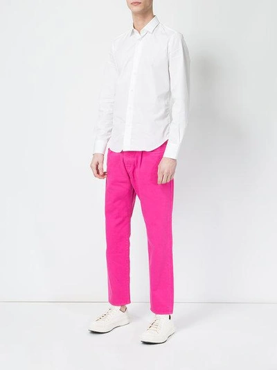 Shop Ganryu Comme Des Garcons Straight Trousers - Pink & Purple