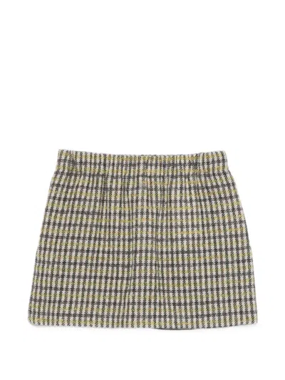 Douuod Check-pattern Elasticated-waist Skirt In Pattern