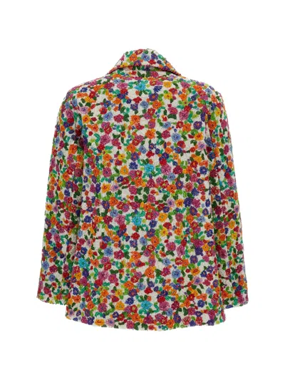 Péro Floral-decoration Double-breasted Jacket In Multi