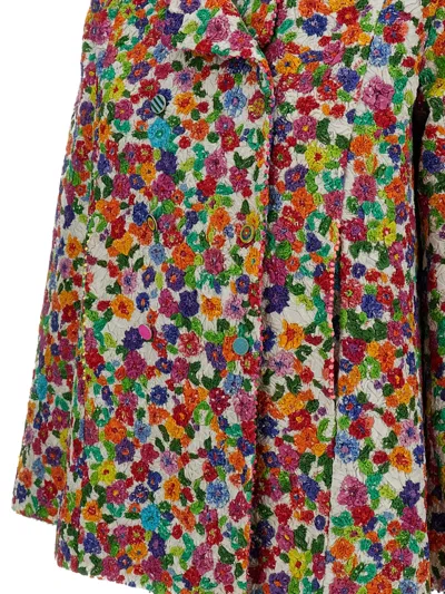 Péro Floral-decoration Double-breasted Jacket In Multi