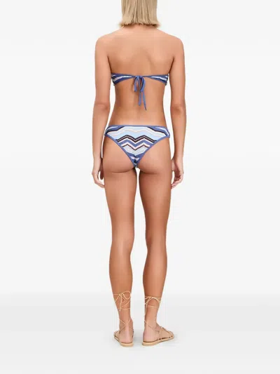 Devon Chevron-knit Bandeau Bikini In Blue