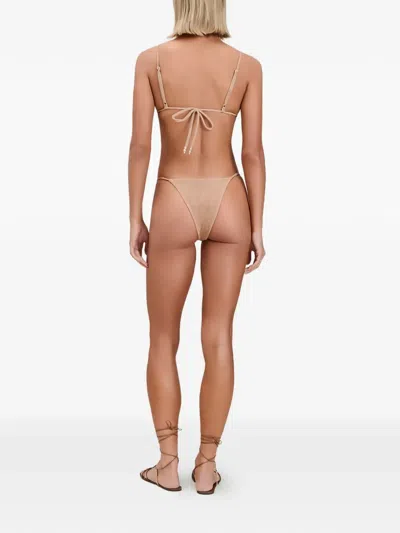 Devon Shimmer-effect Bead-embellished Bikini In Neutral