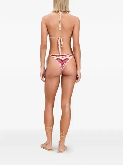 Devon Chevron-knit Bikini In Pink