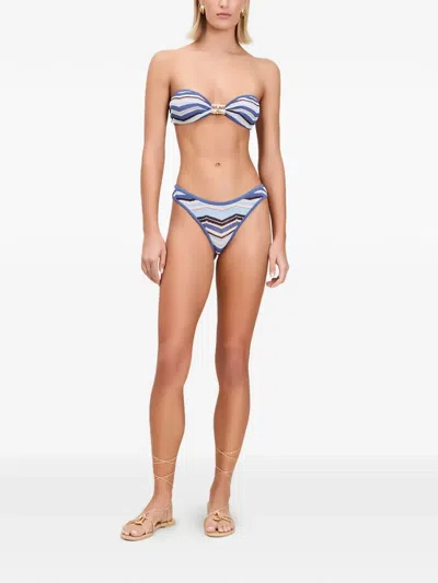 Devon Chevron-knit Bikini In Blue