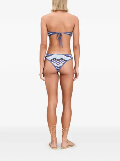 Devon Chevron-knit Bikini In Blue