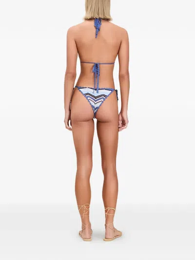Devon Chevron-knit Crochet Bikini In Blue