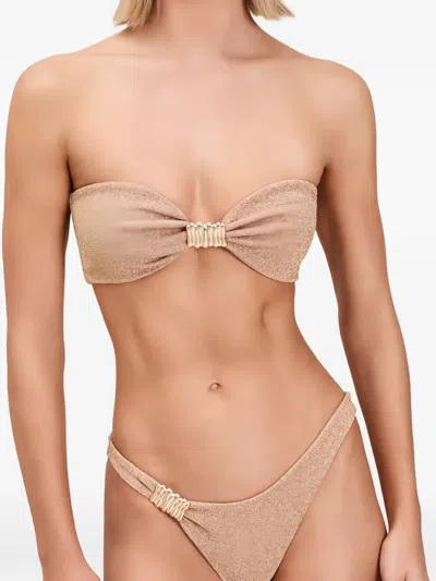 Devon Shimmering Hardware-detail Bikini In Brown