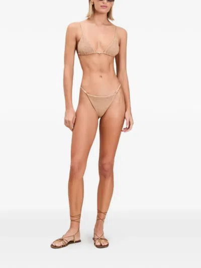 Devon Bead-embellished Shimmer Bikini In Brown