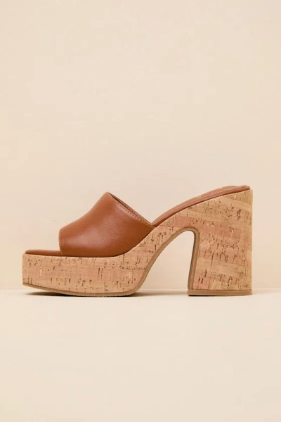 Lulus Drexel Brown Platform Slide Sandals In Brown