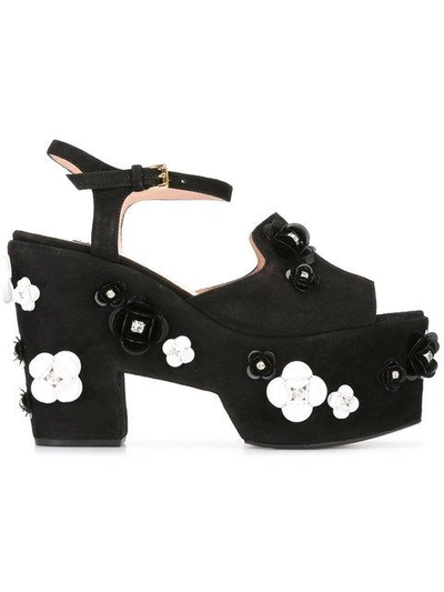 Shop Boutique Moschino Embellished Platform Sandals In Black
