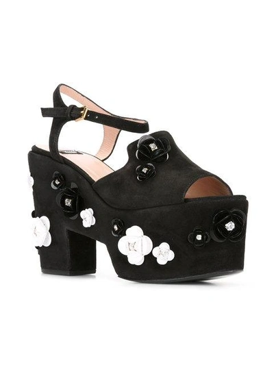 Shop Boutique Moschino Embellished Platform Sandals In Black