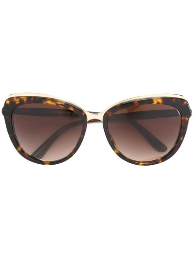 Shop Dolce & Gabbana Eyewear Cat Eye Frame Sunglasses - Brown