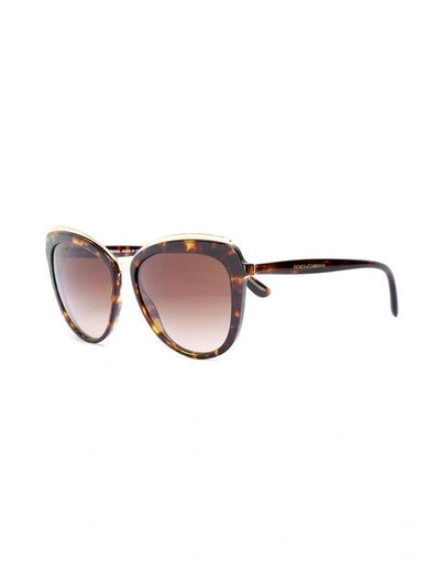 Shop Dolce & Gabbana Eyewear Cat Eye Frame Sunglasses - Brown