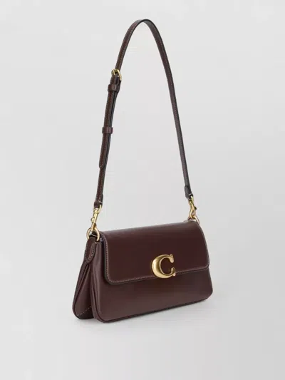 Coach Jet Monogram Calfskin Leather And Fabric Shoulder Bag With Removable Strap In Brown