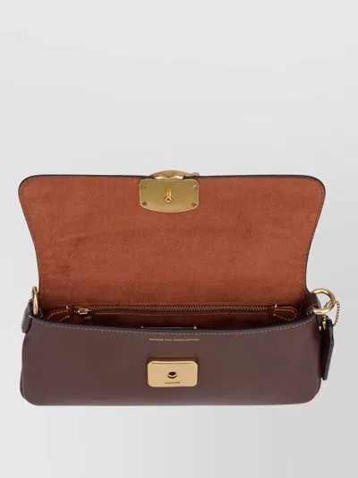 Coach Jet Monogram Calfskin Leather And Fabric Shoulder Bag With Removable Strap In Brown