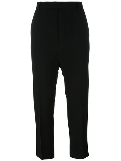 Shop Rick Owens High-waisted Cropped Trousers - Black