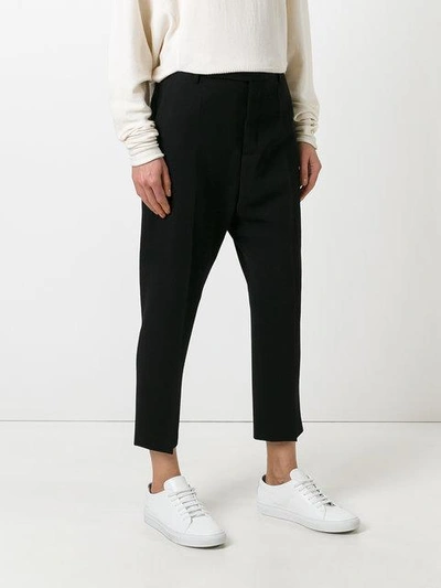 Shop Rick Owens High-waisted Cropped Trousers - Black