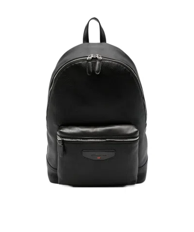 Santoni Zip-closure Backpack In Black