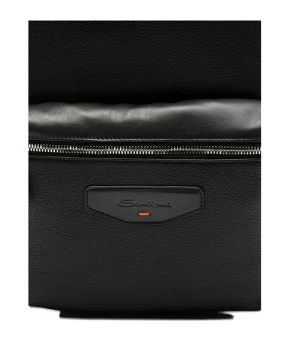 Santoni Zip-closure Backpack In Black
