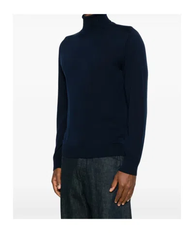 Canali Roll-neck Sweater In Blue