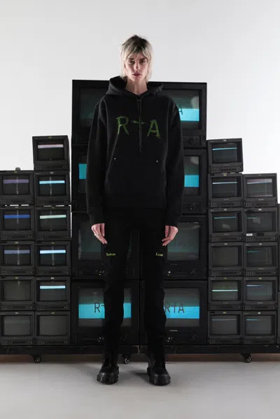 Rta Dion Oversize Black Circuit Logo Cotton Hoodie