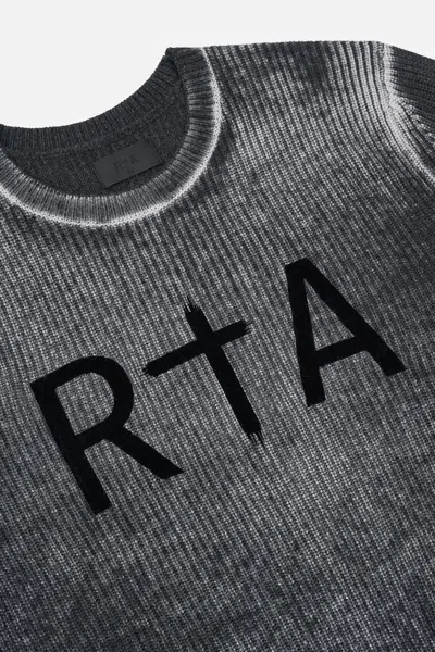 Rta Ethan Black Glitch Crew Neck Sweater In Gray