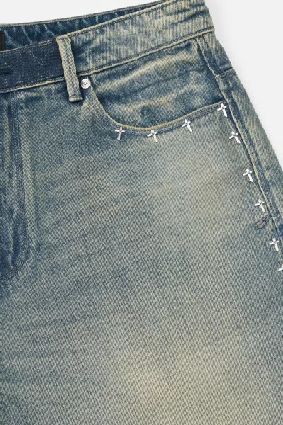 Rta Gustavo Oversize Denim Bermuda Shorts In Blue