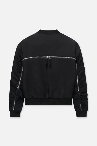 Rta Kayden Zip Detail Cotton Bomber Jacket In Black