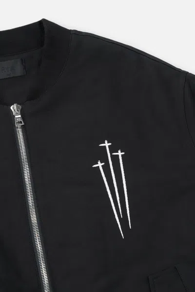 Rta Kayden Zip Detail Cotton Bomber Jacket In Black