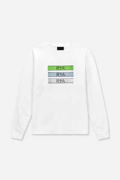 Rta Lawrence Glitch Logo Long Sleeve T-shirt In White