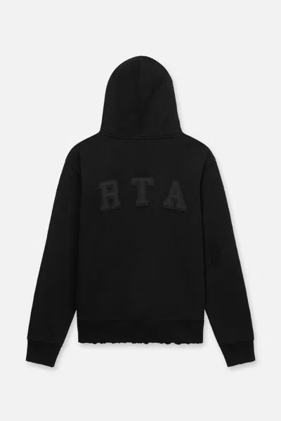 Rta Markus Distressed Logo Applique Hoodie In Black