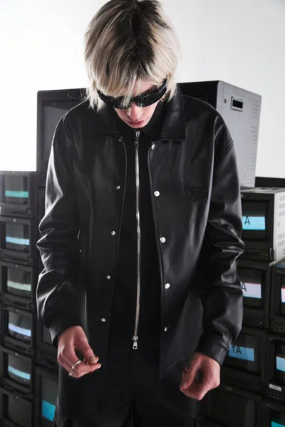 Rta Parlan Faux Leather Shacket In Black