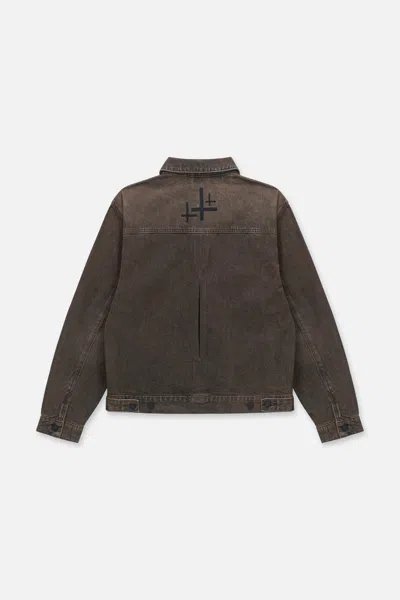 Rta Valentiano Logo-embroidered Denim Jacket In Brown