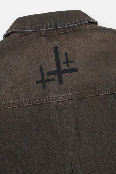 Rta Valentiano Logo-embroidered Denim Jacket In Brown