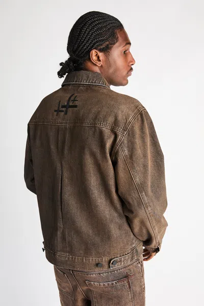 Rta Valentiano Logo-embroidered Denim Jacket In Brown