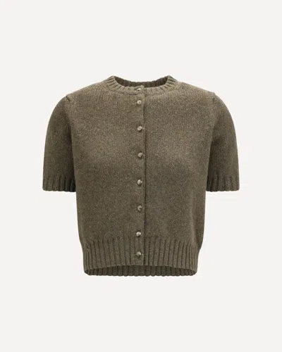 Khaite Womens Artichoke Nora Short-sleeve Knitted Cashmere Cardigan In Brown