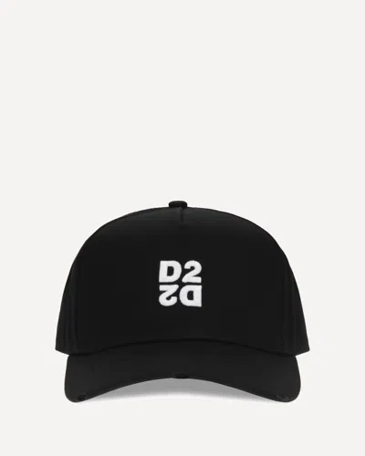 Dsquared2 Structured Black Baseball Cap Embroidered Logo In Black