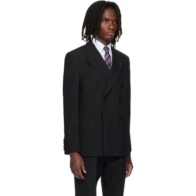 Valentino Tailored Double-breasted Polyester Blend Jacket In Black