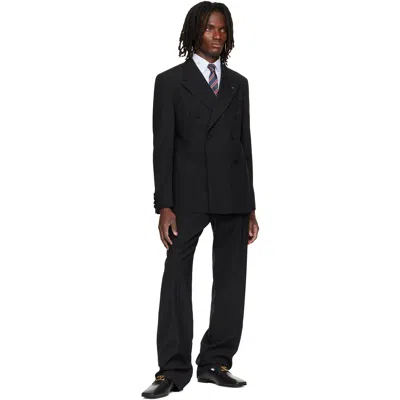 Valentino Tailored Double-breasted Polyester Blend Jacket In Black