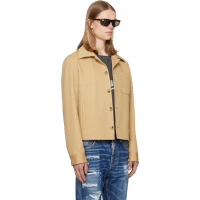 Amiri Beige Script Collar Shirt Jacket In Multi