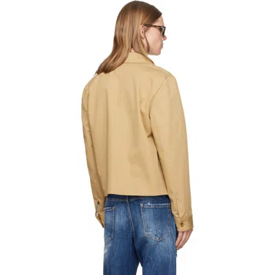 Amiri Beige Script Collar Shirt Jacket In Multi