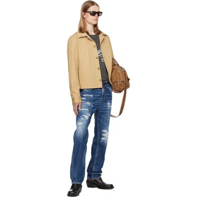 Amiri Beige Script Collar Shirt Jacket In Multi