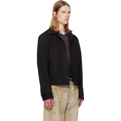 Amiri Black Script Collar Shirt Jacket In Black