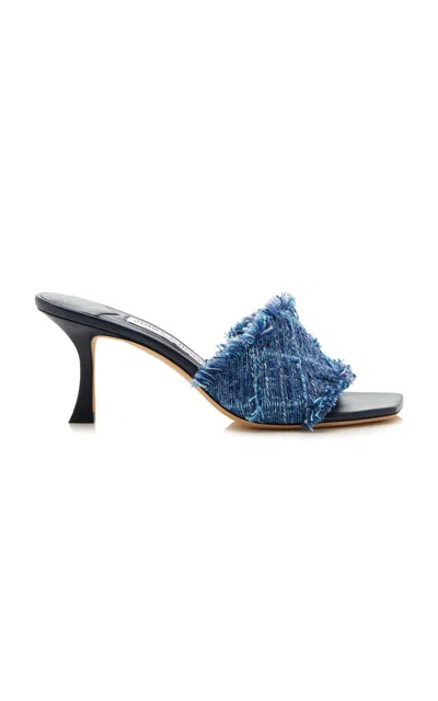 Jimmy Choo Alexia 70 Woven Heeled Mules In Blue | ModeSens
