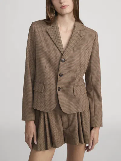 Frame Plaid Smart Blazer In Brown Multi In Brown