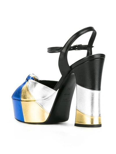 Shop Saint Laurent - Candy 80 Bow Sandals  In Metallic