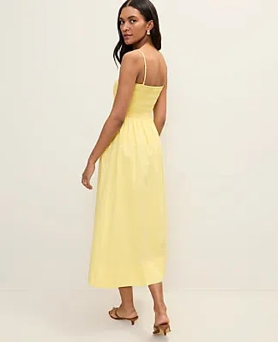 Ann Taylor Petite Weekend Smocked Midi Dress In Yellow